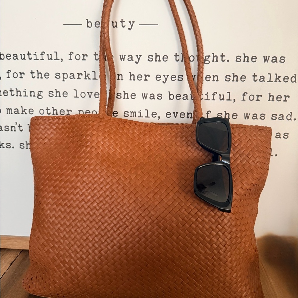 Quince Italian Leather Woven Tote Bag